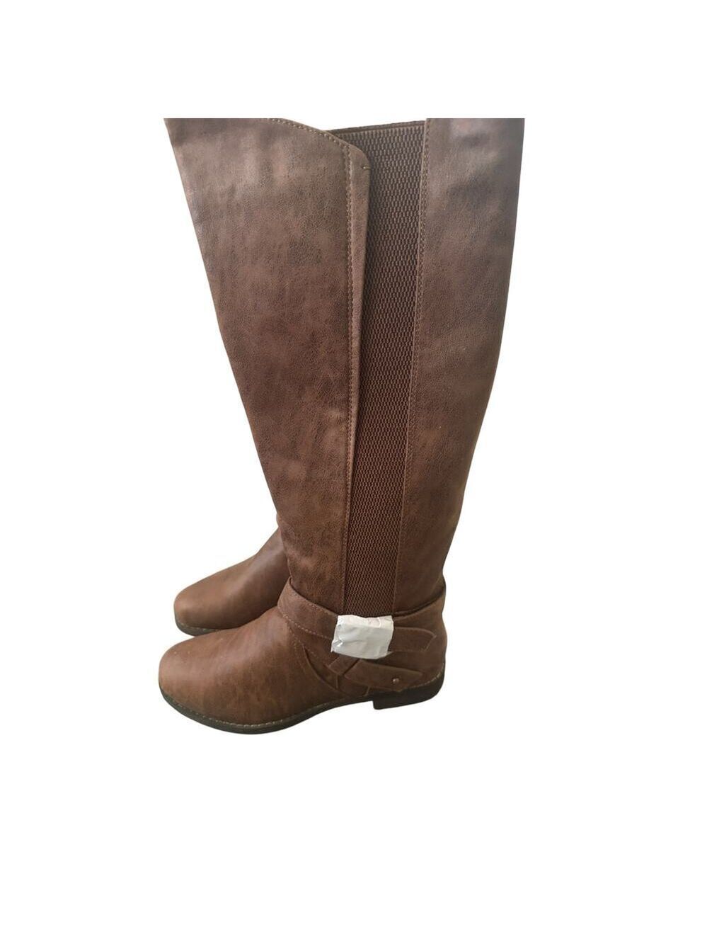 NWOT B-5 “Kayla” Knee High Boots Bulldog Zips Side Buckle Brown.  7.5